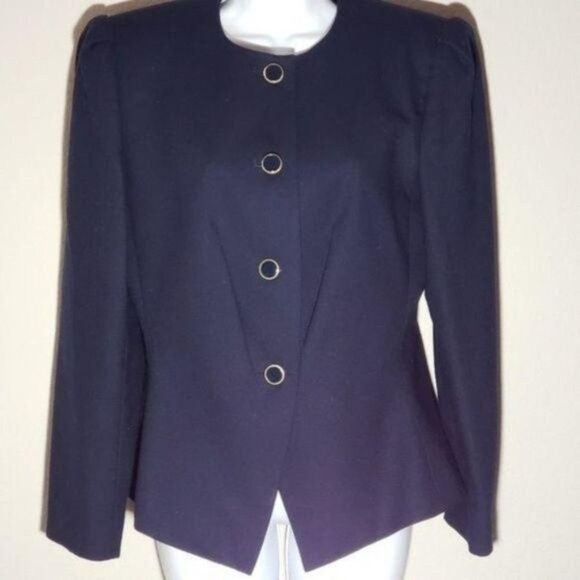 Kasper wool button up blazer navy size 8 - Picture 9 of 9